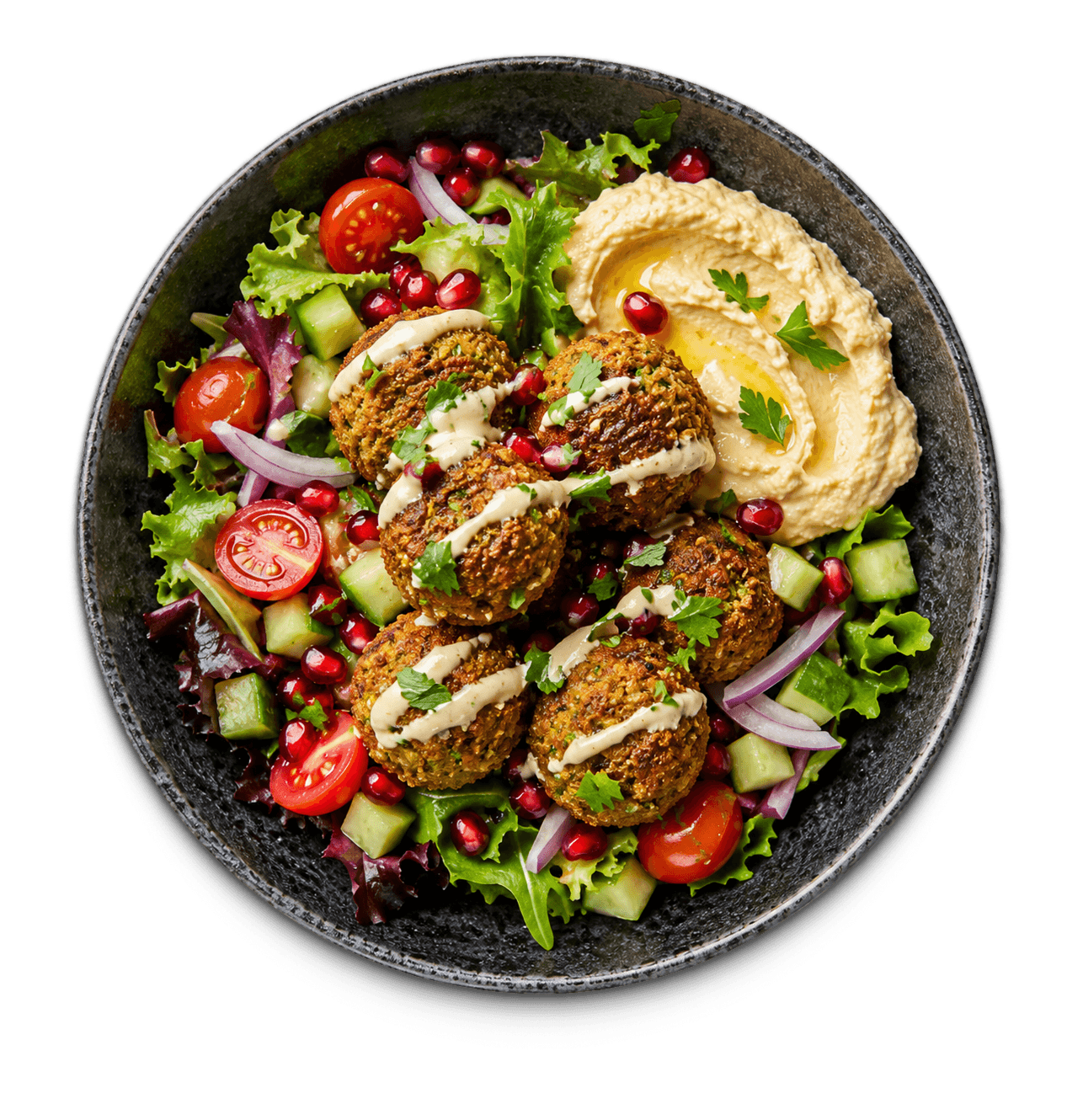 Falafel salat m. hummus (V)